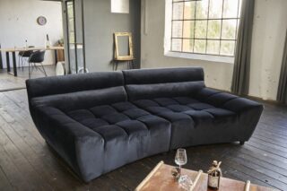 KAWOLA Big Sofa NERLA Stoff Velvet Schwarz