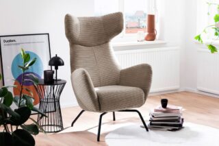 KAWOLA Sessel LOTTE Ohrensessel Cord taupe