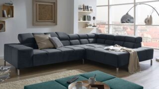 KAWOLA Sofa NELSON Ecksofa Velvet schwarz