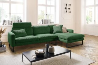 KAWOLA Sofa RICARDA Ecksofa Cord smaragd