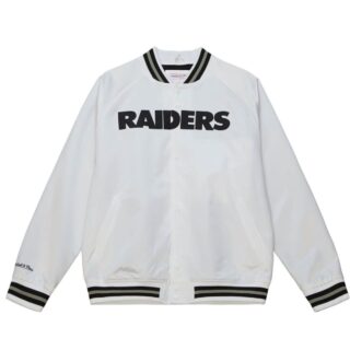 M&N Lightweight Satin Varsity Jacke - Oakland Raiders weiß