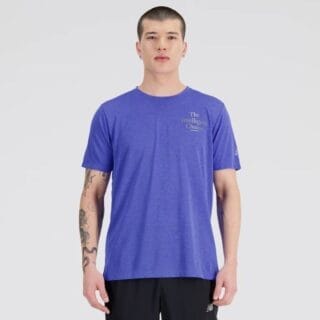 New Balance Graphic Impact Laufshirt Kurzarm Herren S Blau - Atmungsaktiv & Bequem