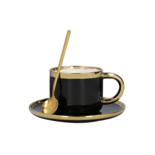 Tasse mit Untertasse und Löffel Homla SINNES Black, 200 ml