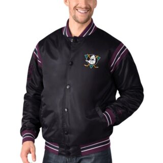 STARTER NHL Anaheim Ducks ENFORCER Varsity Satin Jacke