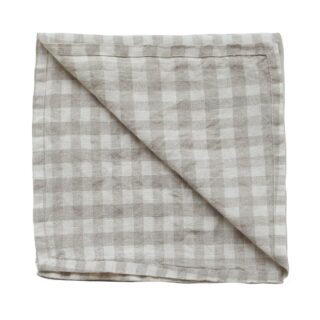 Tell Me More Gingham Karierte Leinen-Serviette 45 x 45 cm Natural