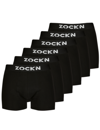 Boxershorts 6er Pack Schwarz mit Logo Bio-Baumwolle M Herren ZOCKN