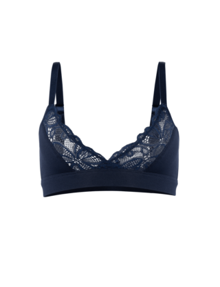 Bralette mit floraler Spitze Bio-Baumwolle Dunkelblau L ZOCKN