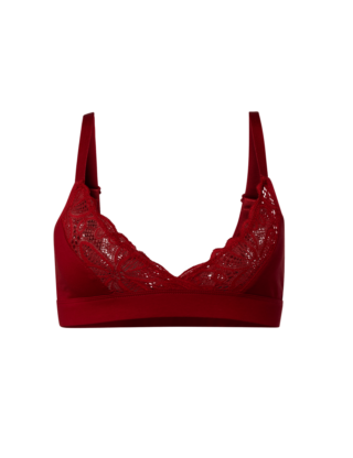 Bralette mit floraler Spitze Bio-Baumwolle Rot L ZOCKN