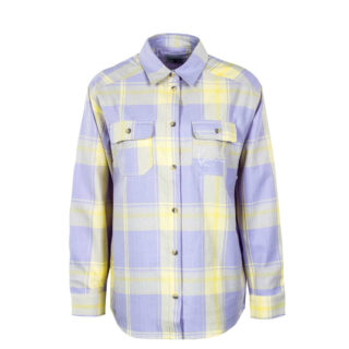 Damen Bluse - Chest Signature Flannel Shirt - purple yellow,L,Lila