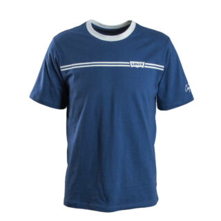 Herren T-Shirt - Relaxed Fit Stripe - Navy,XL,Blau