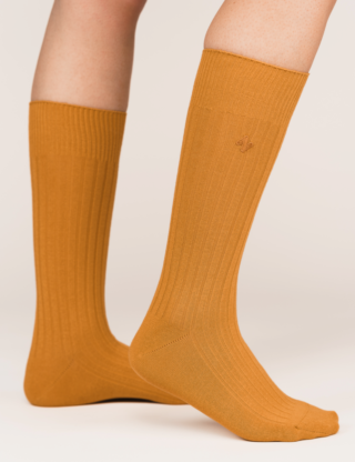 Long Socks 2 Paar Bio-Baumwolle Unisex Curry 35-38 ZOCKN