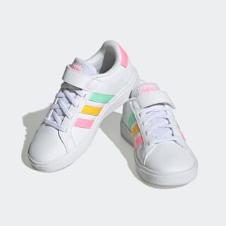 adidas Sportswear Klettschuh "GRAND COURT COURT ELASTIC LACE AND TOP STRAP", Design auf den Spuren des adidas Superstar