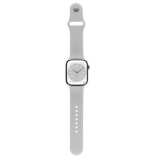 Apple Watch Series 8 GPS + Cellular 45mm Edelstahl silber Sportarmband weiß