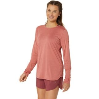Asics Nagino Run LS Top Damen XS - Langarmshirt in Pink für Läuferinnen