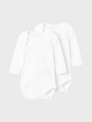 Name It Schlafanzug "NBNBODY 2P LS SOLID WHITE NOOS", (Set, 2 tlg.)