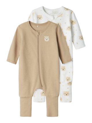 Name It Schlafoverall "NBNNIGHTSUIT 2P ZIP FF OXFORD BEAR NOOS", (Packung, 2 tlg.)