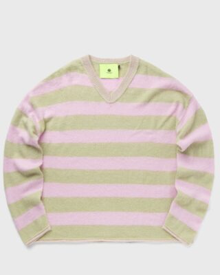 STRAIGHT FIT V-NECK LIGHT GREEN/CRADLE PINK STRIPES FIT