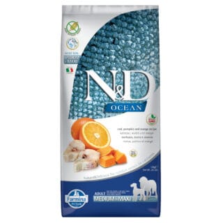 Farmina N&D getreidefrei Ocean Kabeljau, Kürbis & Orange Medium & Maxi - 12 kg