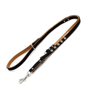 Heim VorfĂŒhrleine EdelweiĂ, schwarz/natur - 200 cm lang, 18 mm breit
