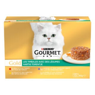 Jumbopack Gourmet Gold Raffiniertes Ragout 96 x 85 g - Rind, Huhn, Lamm, Truthahn mit Gemüse