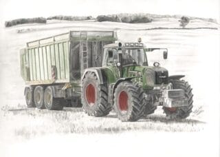 Kunstdruck Fendt 930 Vario mit Demmler Tridem Silierprofi