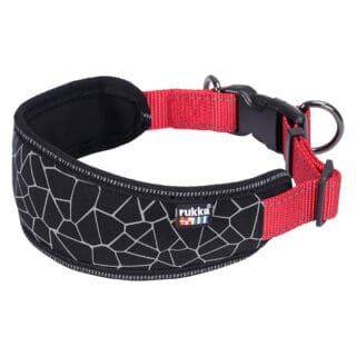 Rukka® Cube Soft Halsband, rot / schwarz - Größe M: 30 - 50 cm Halsumfang, 25 mm breit