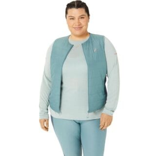 Asics Nagino Damen Padded Vest Gr. L - Blau, Leicht & Atmungsaktiv für Läufer