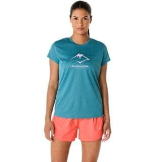 Asics Fujitrail Logo SS Top Gr. S Blau ASICS Fujitrail Logo SS Top Gr. S Blau für Damen - Leichtes Laufshirt für optimalen Komfort und Atmungsaktivität
