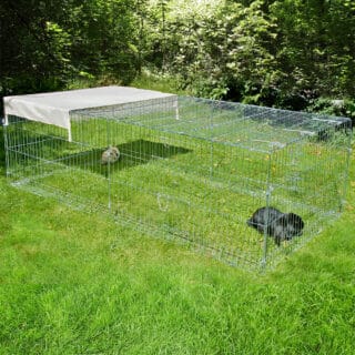 Kerbl Freigehege 4-Eck mit Ausbruchsperre und Gitterdach, groß - L 200 x B 100 x H 60 cm