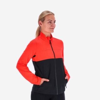 Saucony Bluster Damen Laufjacke XS Schwarz/Rot – Perfekt für kalte Wetterläufe, atmungsaktiv und winddicht