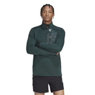 adidas X-City 1/4 Zip Herren Laufshirt – Atmungsaktiv, leicht, ideal für Training und Joggen in Grün, Gr. M