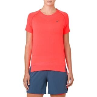 ASICS Seamless SS Top Damen XS Lauf- und Trainingsshirt, leicht, atmungsaktiv, in Flash Coral