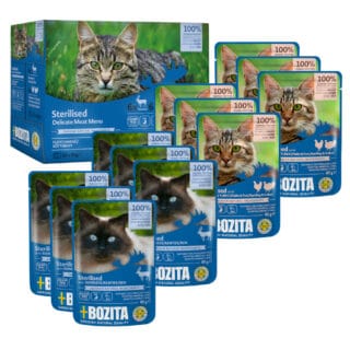 Bozita Häppchen in Soße Sterilised 12 x 85 g - Mixpaket Fleisch Menü