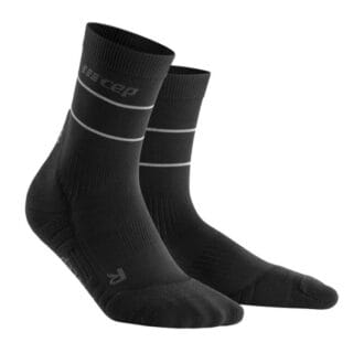 CEP Reflektierende Mid-Cut Kompressionssocken Schwarz 25-31CM für Laufen & Training – Unterstützung, Sichtbarkeit