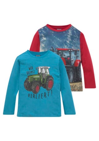 KIDSWORLD Langarmshirt "Traktoren" Packung, 2 Stk. tlg. Langarm, Basic-Passform, bedruckt