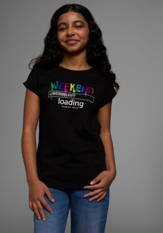 KIDSWORLD T-Shirt "WEEKEND loading...please wait" Kurzarm, weite Passform, bedruckte Optik, Rundhalsausschnitt