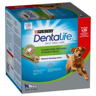 PURINA Dentalife Tägliche Zahnpflege-Snacks für große Hunde (25-40 kg) - 36 Sticks (12 x 106 g)