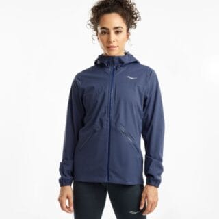 Saucony Drizzle Jacket Gr. XXS Blau Damen - Leichte Laufjacke für alle Wetterbedingungen