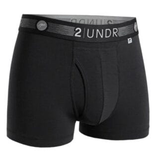 2UNDR Flow Shift Trunk Shorts Herren – Bequeme, feuchtigkeitsregulierende Unterwäsche für aktiven Laufstil, Schwarz