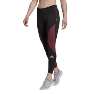 Adidas P.Blue Fast Tight Damen Laufhose – Schwarz & Karmesin, atmungsaktiv, elastisch, ideal für Training & Performance