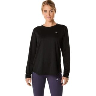 ASICS Core LS Top Str. L Schwarz Damen - Leichte und atmungsaktive Laufoberteil für optimalen Komfort beim Training
