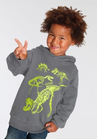 KIDSWORLD Kapuzensweatshirt "DINO", Langarm, Basic-Passform, mit stylischem Druck, aus Baumwolle