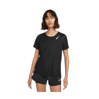 Nike Dri-FIT Race T-Shirt Damen XS – Reflektierend Schwarz, Perfekt für Lauftraining und schnelle Wettkämpfe