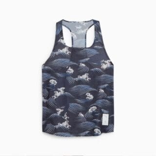 PUMA x SAYSKY Singlet AOP - Blaue Damen Laufshirt für leidenschaftliche Läuferinnen, Gr. S-XL