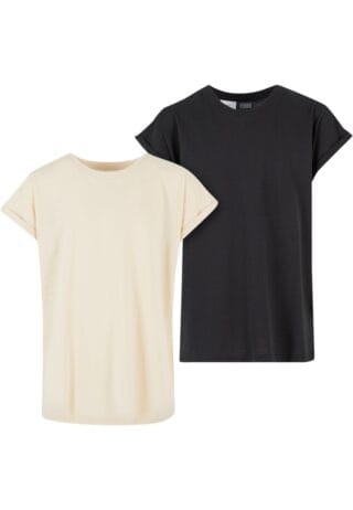 URBAN CLASSICS T-Shirt "Urban Classics Damen Girls Extended Shoulder Tee 2-Pack" 1 Stk. tlg.