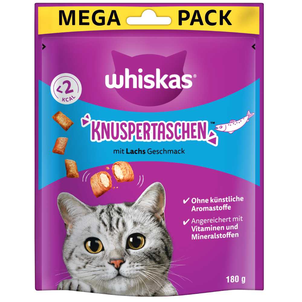 Whiskas Knuspertaschen - Sparpaket Lachs (4 x 180 g)