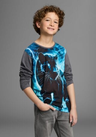 KIDSWORLD Langarmshirt "PANTHER, Fotoprint" Shirt mit Fotodruck, Gecko