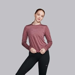 Saucony Peregrine Merino Langarmshirt XS Damen - Rotes Wollmix für Laufen und Outdoor-Aktivitäten
