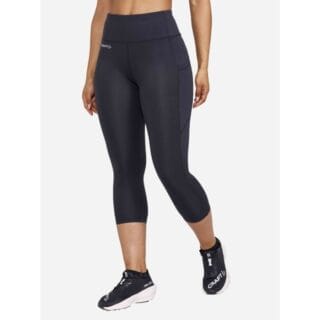 Craft ADV Essence Capri Tights 2 XS Damen Schwarz – Bequeme Laufhose für optimale Performance