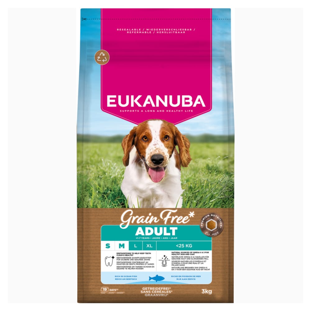 Eukanuba Grain Free Adult Small & Medium mit Seefisch - 3 kg